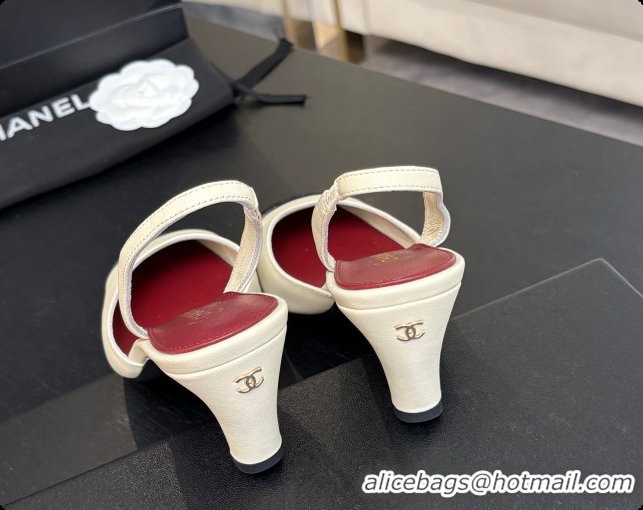 Low Cost Chanel Lambskin & Patent Calfskin Slingbacks 7cm Heel G47515 Light Beige 2026