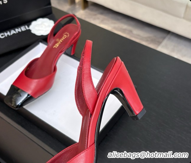 Charming Chanel Lambskin & Patent Calfskin Slingbacks 7cm Heel G47515 Burgundy 2026