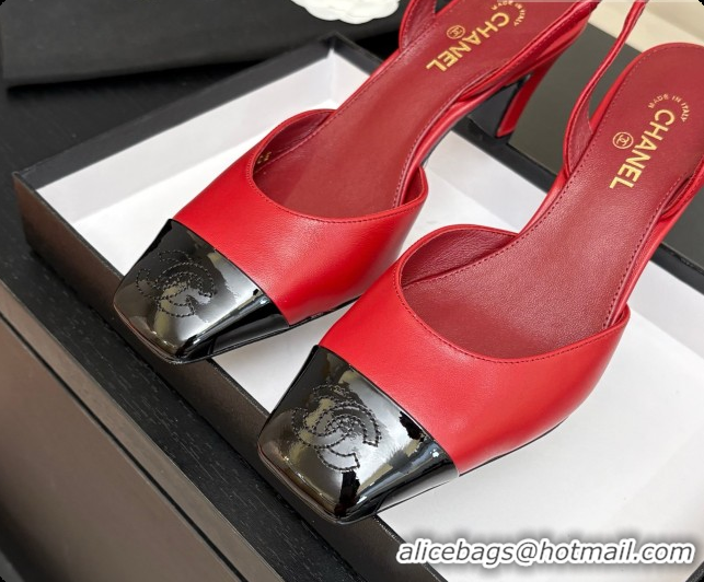 Charming Chanel Lambskin & Patent Calfskin Slingbacks 7cm Heel G47515 Burgundy 2026