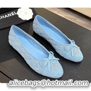 Low Cost Chanel Quilted Denim Ballet Flats Ballerinas G26250 Blue 01 2026
