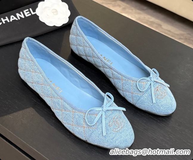 Low Cost Chanel Quilted Denim Ballet Flats Ballerinas G26250 Blue 01 2026