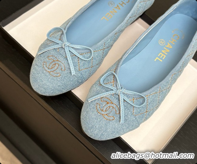 Low Cost Chanel Quilted Denim Ballet Flats Ballerinas G26250 Blue 01 2026