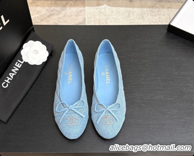 Low Cost Chanel Quilted Denim Ballet Flats Ballerinas G26250 Blue 01 2026