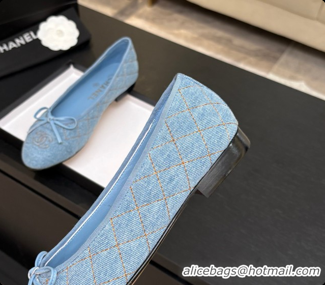 Low Cost Chanel Quilted Denim Ballet Flats Ballerinas G26250 Blue 01 2026