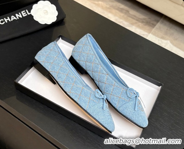 Low Cost Chanel Quilted Denim Ballet Flats Ballerinas G26250 Blue 01 2026