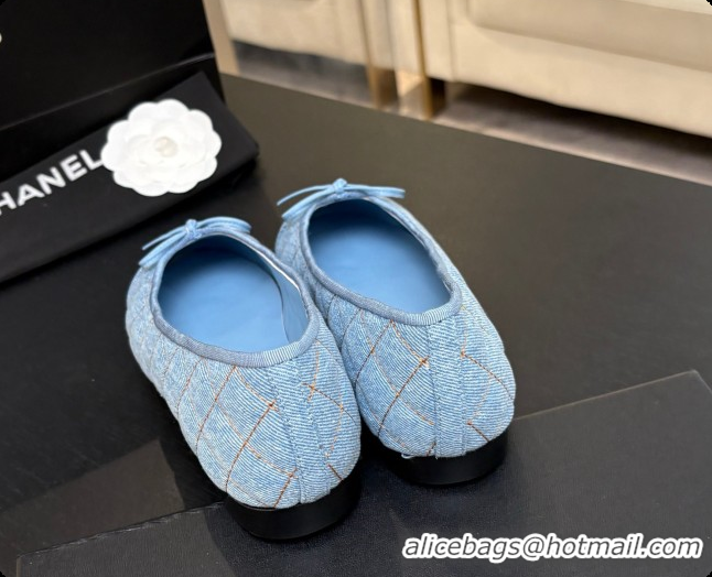 Low Cost Chanel Quilted Denim Ballet Flats Ballerinas G26250 Blue 01 2026