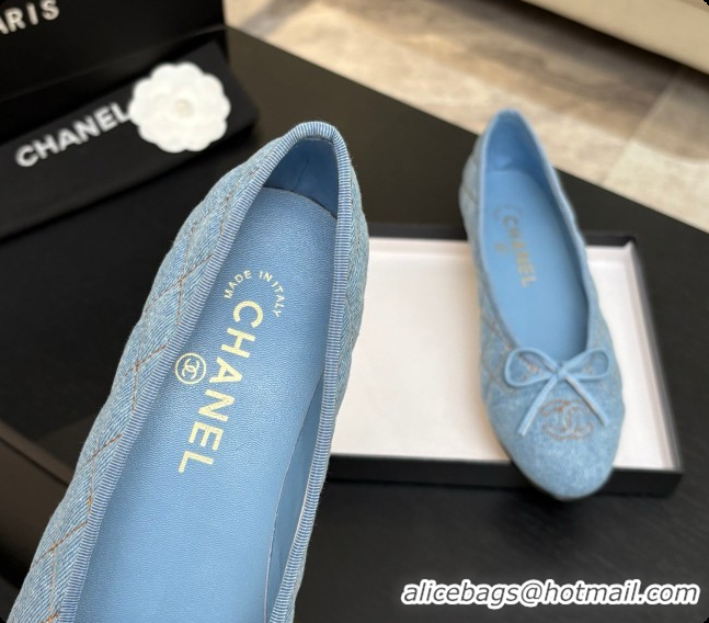 Low Cost Chanel Quilted Denim Ballet Flats Ballerinas G26250 Blue 01 2026