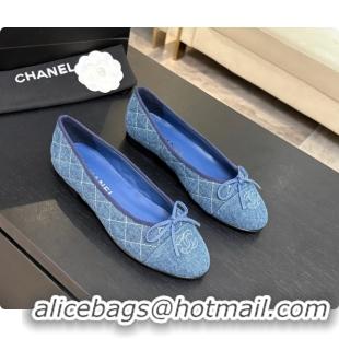 Good Quality Chanel Quilted Denim Ballet Flats Ballerinas G26250 Blue 02 2026 