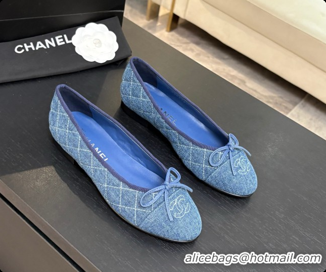 Good Quality Chanel Quilted Denim Ballet Flats Ballerinas G26250 Blue 02 2026 