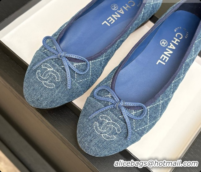 Good Quality Chanel Quilted Denim Ballet Flats Ballerinas G26250 Blue 02 2026 