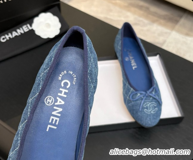 Good Quality Chanel Quilted Denim Ballet Flats Ballerinas G26250 Blue 02 2026 