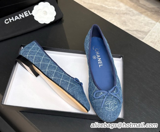 Good Quality Chanel Quilted Denim Ballet Flats Ballerinas G26250 Blue 02 2026 