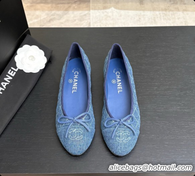 Good Quality Chanel Quilted Denim Ballet Flats Ballerinas G26250 Blue 02 2026 