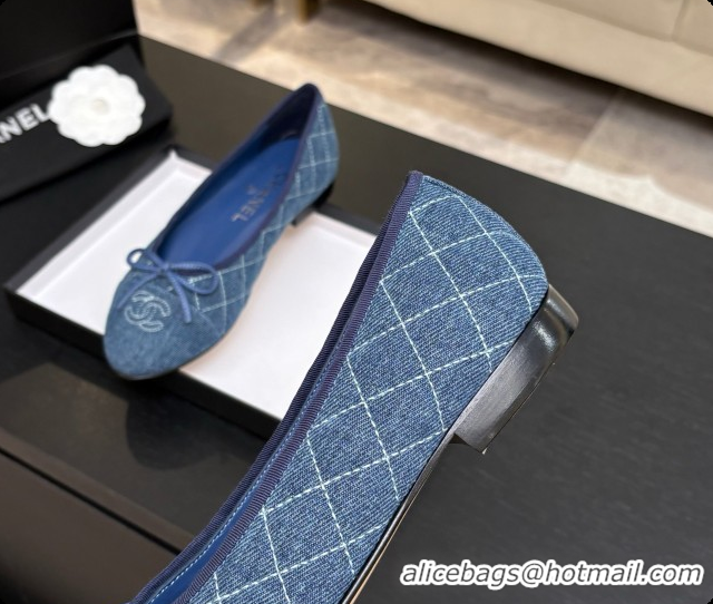 Good Quality Chanel Quilted Denim Ballet Flats Ballerinas G26250 Blue 02 2026 