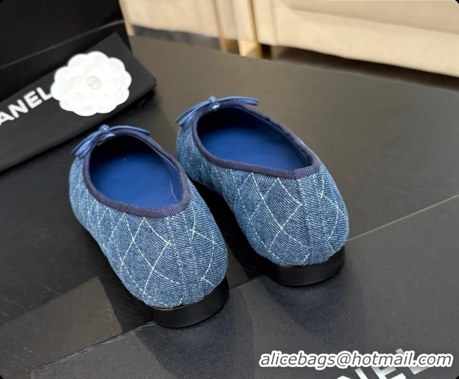 Good Quality Chanel Quilted Denim Ballet Flats Ballerinas G26250 Blue 02 2026 