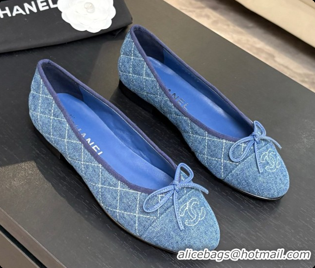Good Quality Chanel Quilted Denim Ballet Flats Ballerinas G26250 Blue 02 2026 