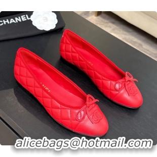 Sumptuous Chanel Quilted Lambskin Ballet Flats Ballerinas G26250 Red 2026