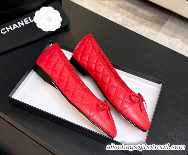 Sumptuous Chanel Quilted Lambskin Ballet Flats Ballerinas G26250 Red 2026