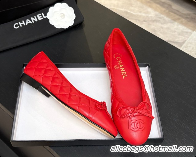 Sumptuous Chanel Quilted Lambskin Ballet Flats Ballerinas G26250 Red 2026
