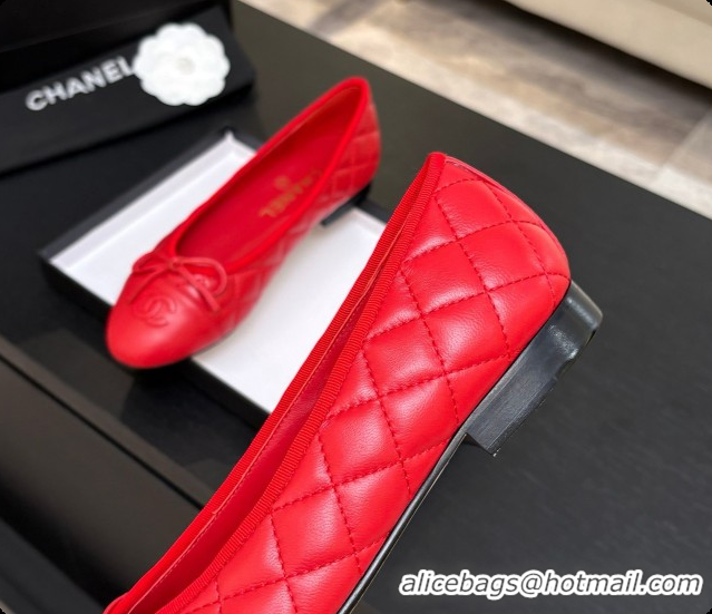Sumptuous Chanel Quilted Lambskin Ballet Flats Ballerinas G26250 Red 2026