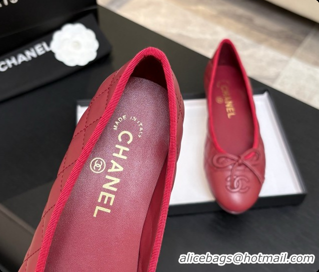 Most Popular Chanel Quilted Lambskin Ballet Flats Ballerinas G26250 Burgundy 2026