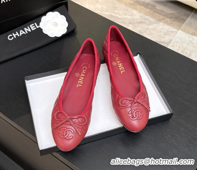 Most Popular Chanel Quilted Lambskin Ballet Flats Ballerinas G26250 Burgundy 2026