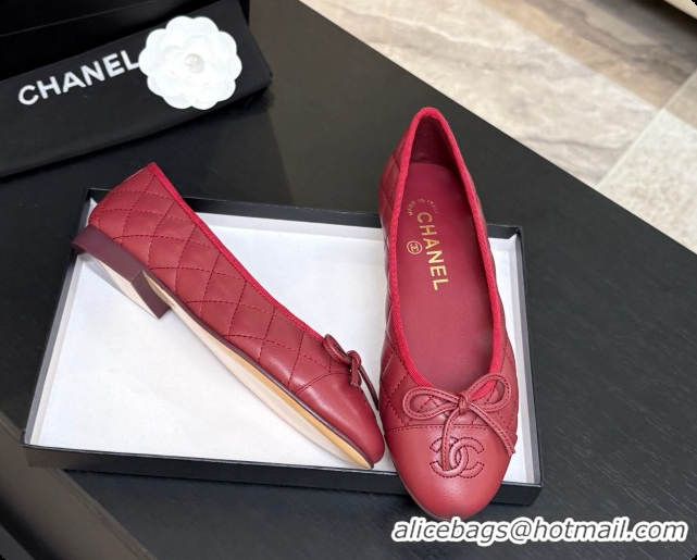 Most Popular Chanel Quilted Lambskin Ballet Flats Ballerinas G26250 Burgundy 2026