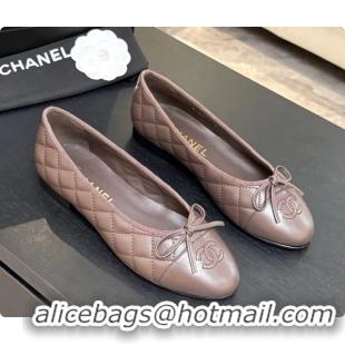 Stylish Chanel Quilted Lambskin Ballet Flats Ballerinas G26250 Dark Brown 2026