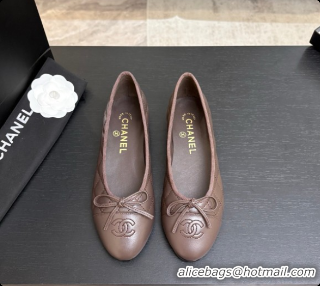 Stylish Chanel Quilted Lambskin Ballet Flats Ballerinas G26250 Dark Brown 2026