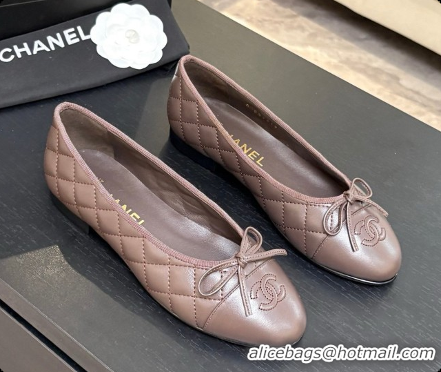 Stylish Chanel Quilted Lambskin Ballet Flats Ballerinas G26250 Dark Brown 2026