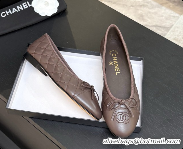 Stylish Chanel Quilted Lambskin Ballet Flats Ballerinas G26250 Dark Brown 2026