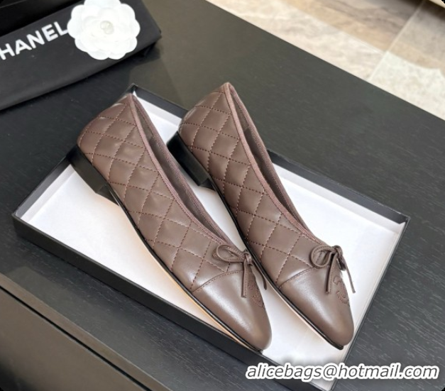 Stylish Chanel Quilted Lambskin Ballet Flats Ballerinas G26250 Dark Brown 2026