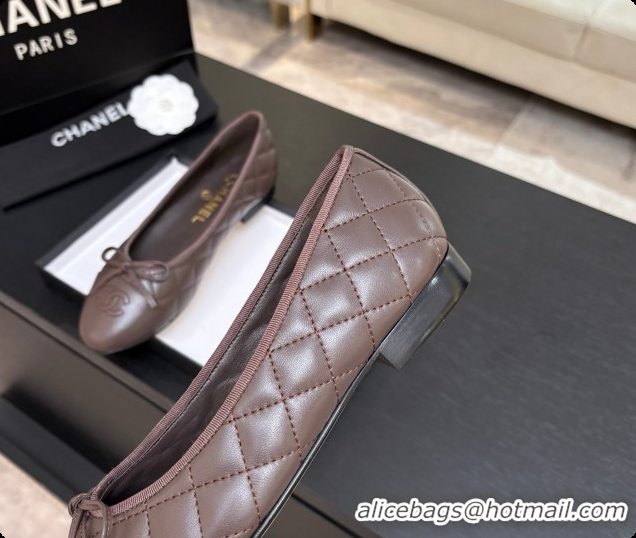 Stylish Chanel Quilted Lambskin Ballet Flats Ballerinas G26250 Dark Brown 2026