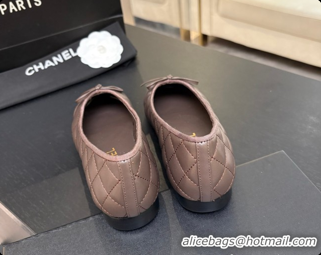 Stylish Chanel Quilted Lambskin Ballet Flats Ballerinas G26250 Dark Brown 2026