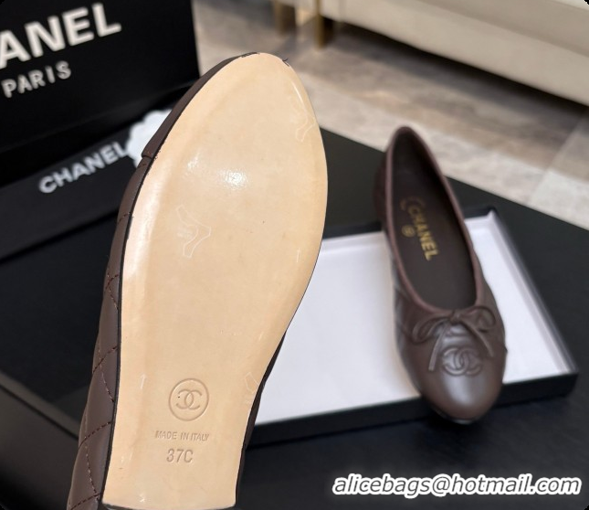Stylish Chanel Quilted Lambskin Ballet Flats Ballerinas G26250 Dark Brown 2026