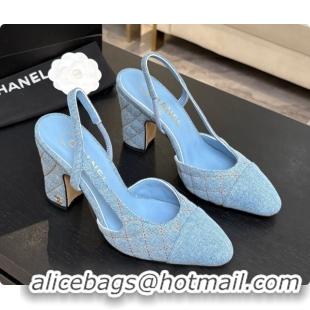 Buy Luxury Chanel Denim Slingbacks 9cm Heel G46859 Blue 01 2026