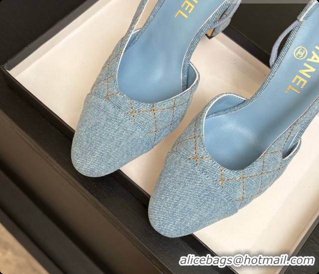 Buy Luxury Chanel Denim Slingbacks 9cm Heel G46859 Blue 01 2026