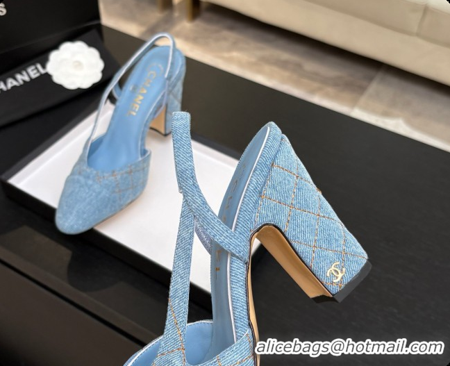 Buy Luxury Chanel Denim Slingbacks 9cm Heel G46859 Blue 01 2026
