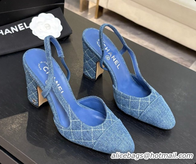 Discount Chanel Denim Slingbacks 9cm Heel G46859 Blue 02 2026