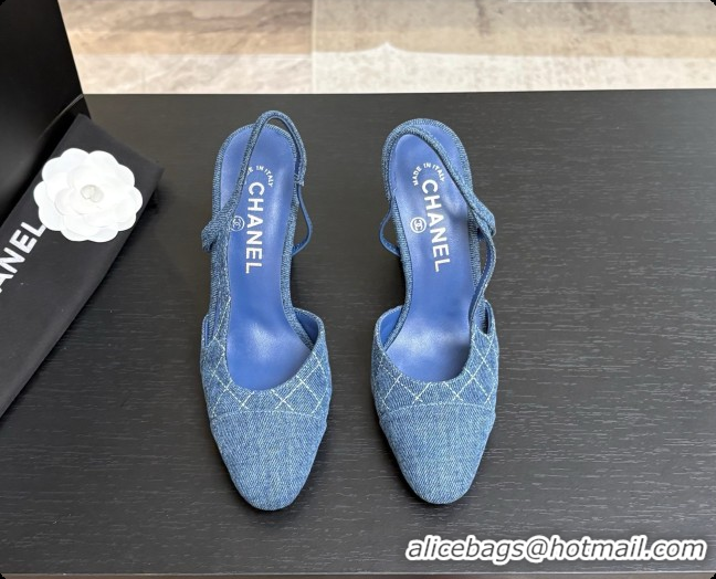 Discount Chanel Denim Slingbacks 9cm Heel G46859 Blue 02 2026