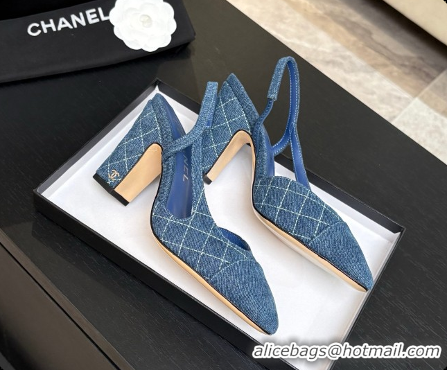 Discount Chanel Denim Slingbacks 9cm Heel G46859 Blue 02 2026