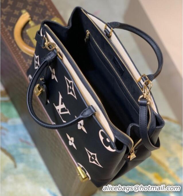Good Quality Louis Vuitton Petit Palais Large Tote Bag in Monogram Leather M45842 Black/Beige 2026
