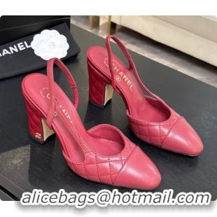 Grade Quality Chanel Quilted Lambskin Slingbacks 9cm Heel G46859 Burgundy 2026