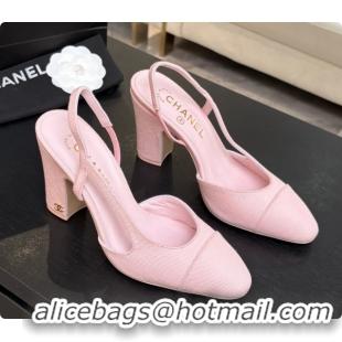Original Cheap Chanel Fabric Slingbacks 9cm Heel G46859 Pink 2026