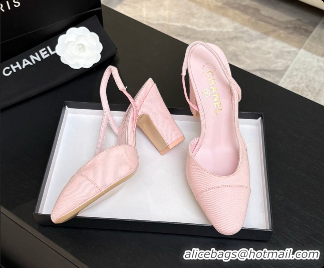 Original Cheap Chanel Fabric Slingbacks 9cm Heel G46859 Pink 2026