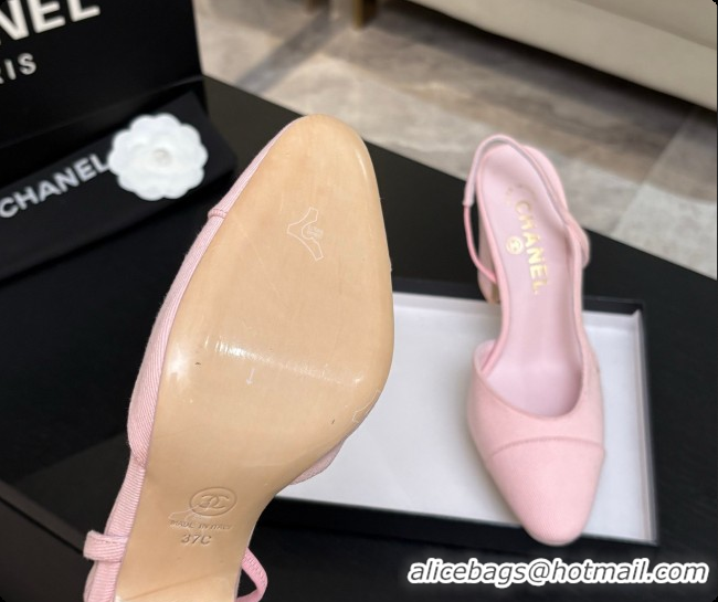 Original Cheap Chanel Fabric Slingbacks 9cm Heel G46859 Pink 2026