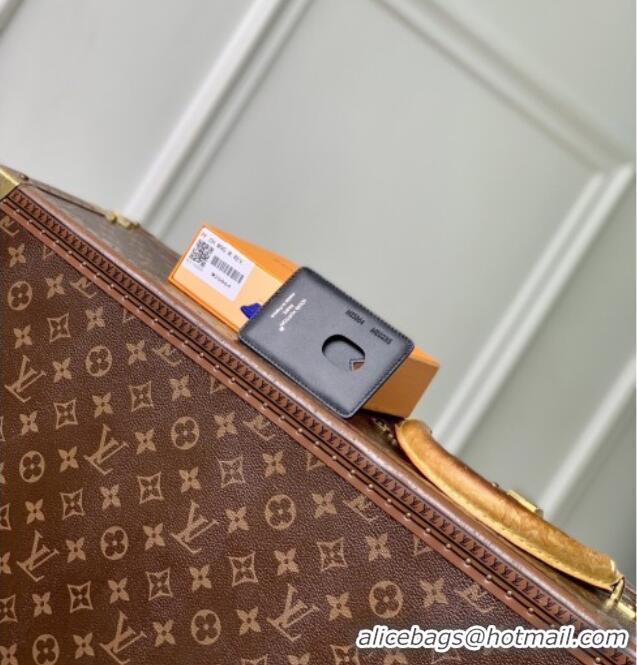Fashion Discount Louis Vuitton Magnetic Card Holder in Black Calfskin leather M25864 2026