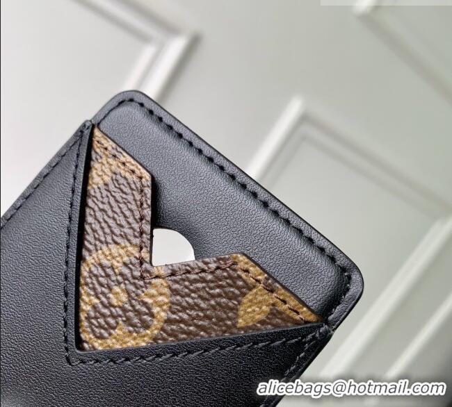 Fashion Discount Louis Vuitton Magnetic Card Holder in Black Calfskin leather M25864 2026