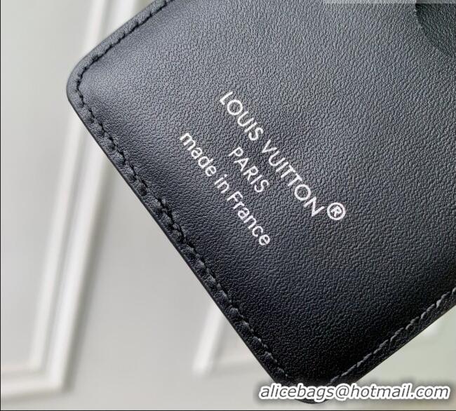 Fashion Discount Louis Vuitton Magnetic Card Holder in Black Calfskin leather M25864 2026