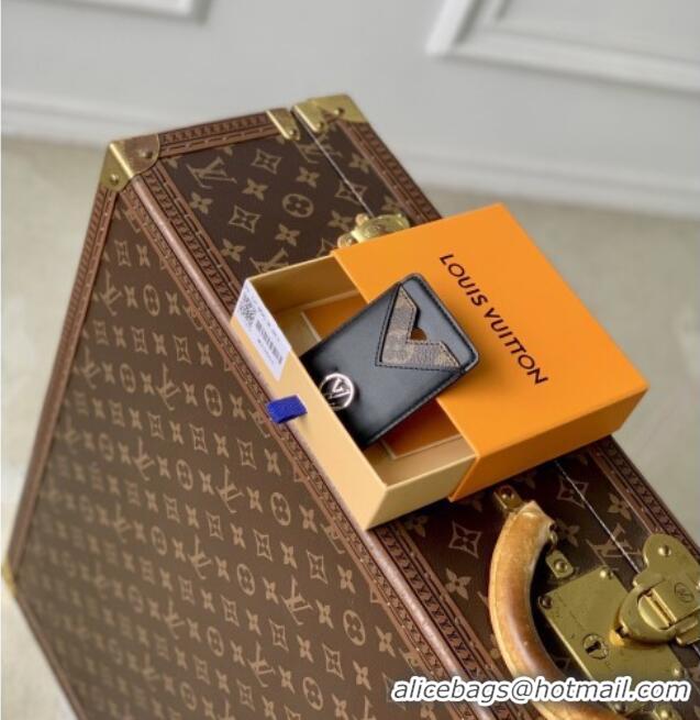 Fashion Discount Louis Vuitton Magnetic Card Holder in Black Calfskin leather M25864 2026